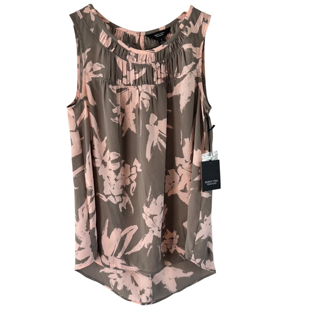 Simply Veraâ Vera Wang Floral Tank Top Sleeveless Blouse Pink Gray Small